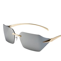 Unisex Frameless Metal Sunglasses with Irregular Style Design