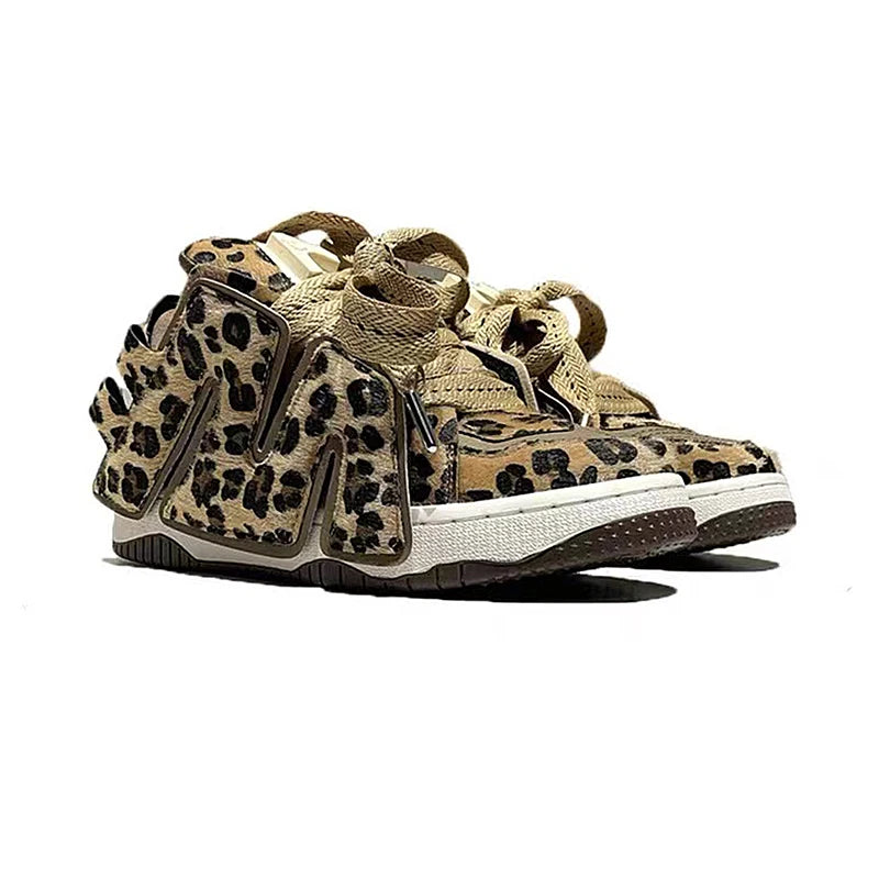 Women's Leopard  Fur Chunky Sneakers