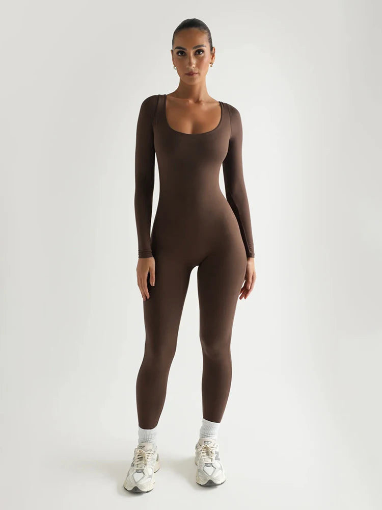 Women's Long-Sleeved Yoga Jumpsuit Casual Fitness Rompers