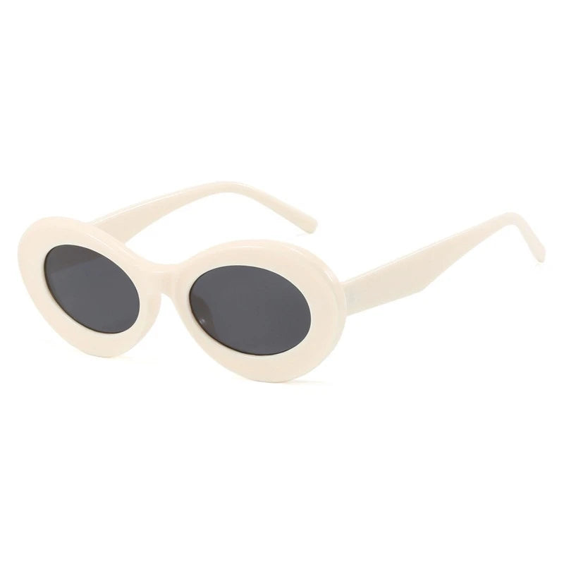 Women's Retro Oval Round Sunglasses with Clear UV400 Lenses