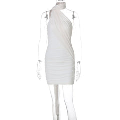 Women's Mesh Patchwork Off-Shoulder Asymmetrical Short Dress