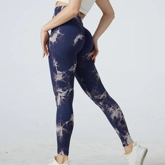 Pantalon de yoga taille haute sans coutures Tie Dye pour femmes 