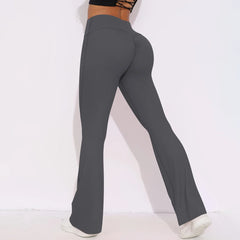 Legging de yoga évasé noir taille haute pour femme, entraînement et fitness 