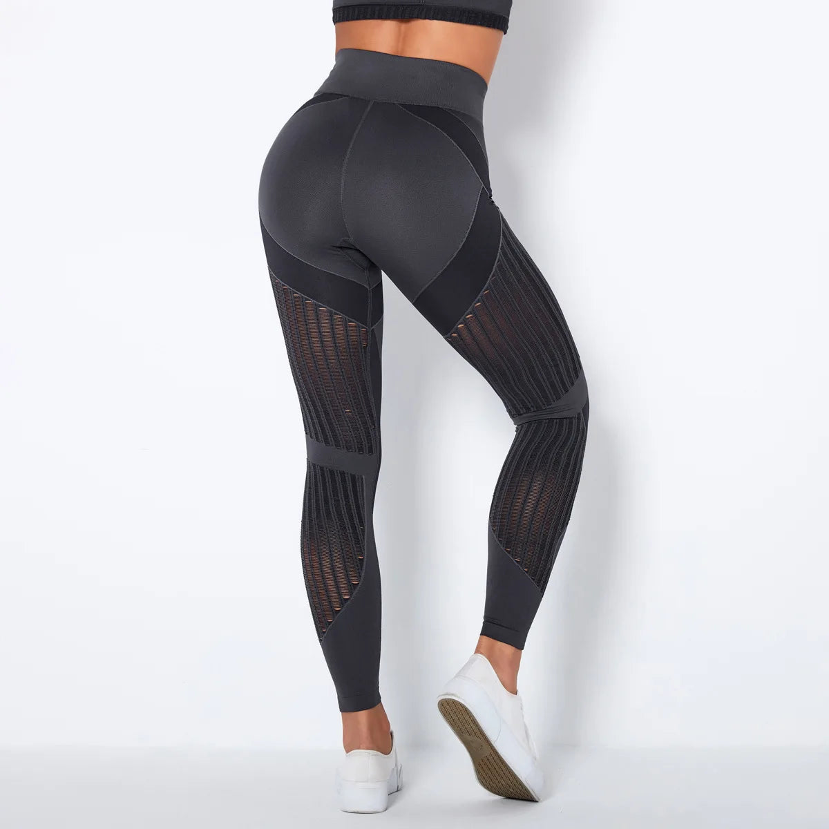 Women's Peach High Waist Seamless Yoga Pants with Hollow Design