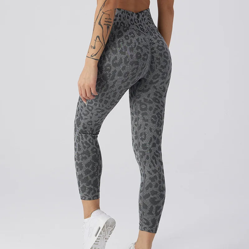 Women Leopard Print High Waist Seamless Yoga Leggings