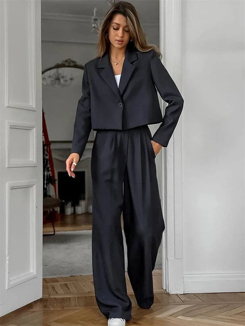 Ensemble blazer et pantalon pour femme de style streetwear, couleur élégante 