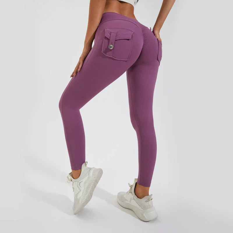 Pantalon de yoga taille haute avec poche pour femme 