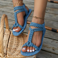 Women's Casual Open Toe Roman Flat Sandals for Beach Comfort