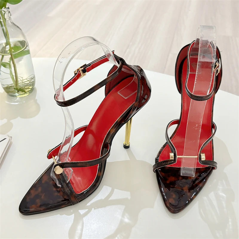 Summer Rivet Design Buckle Strap Open Toe Women Sandals in Black