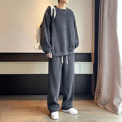 Men's Soft Lounge Sweatshirt & Wide-Leg Pants Set