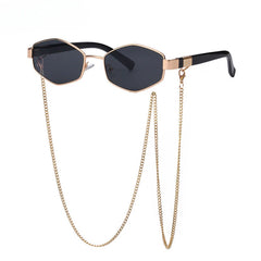 Trendy Retro Hexagon Sunglasses with Chain for Women’s Style