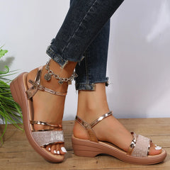 Women's Golden Platform Wedges Sandals with 4.5cm Heels