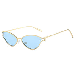 Trendy Black Cat Eye Sunglasses with Metal Frame for Women