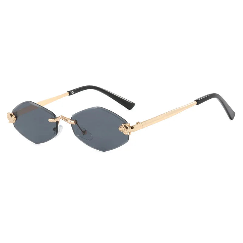 Trendy Rimless Polygonal Sunglasses with Stylish Gradient Lenses