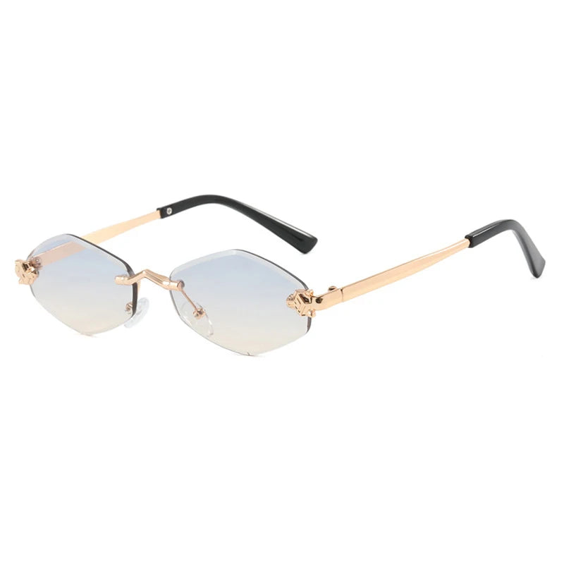 Trendy Rimless Polygonal Sunglasses with Stylish Gradient Lenses