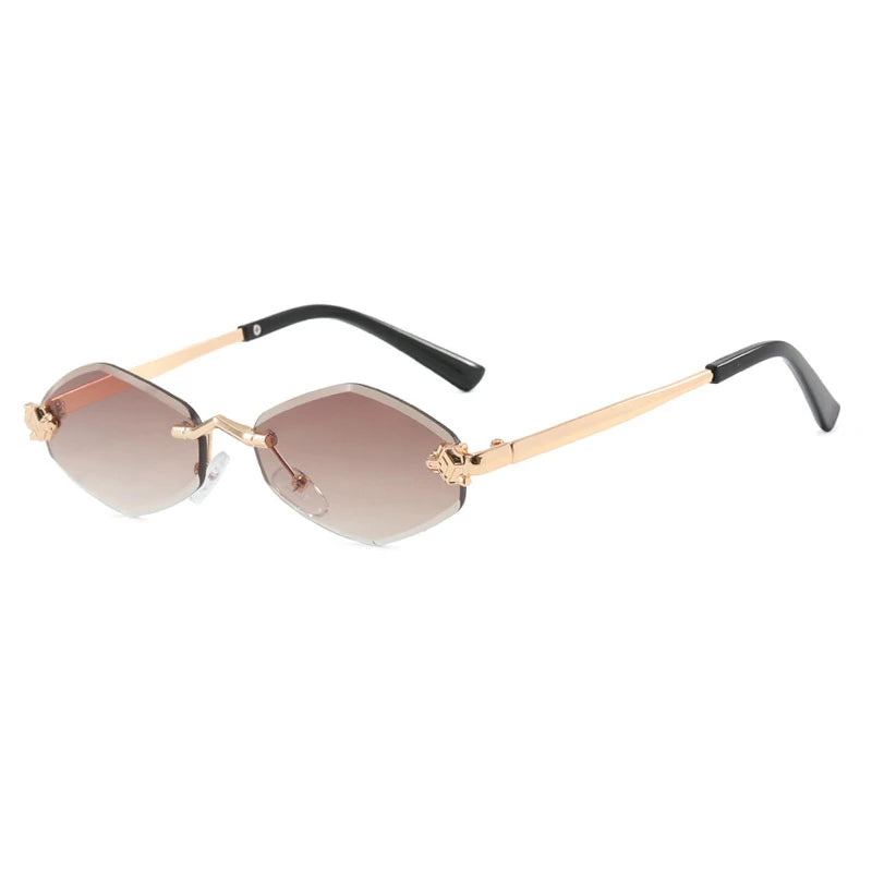 Trendy Rimless Polygonal Sunglasses with Stylish Gradient Lenses