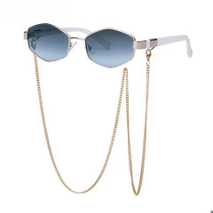 Trendy Retro Hexagon Sunglasses with Chain for Women’s Style