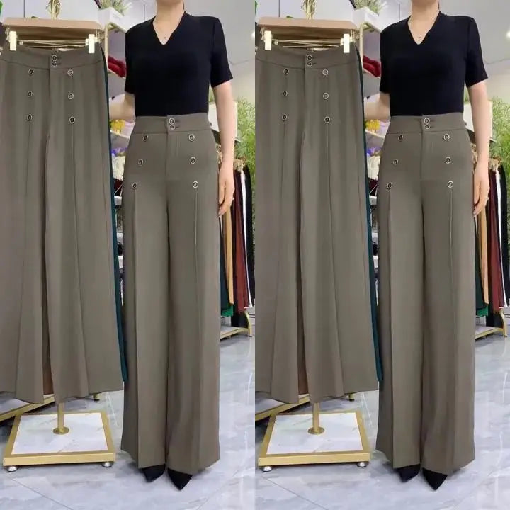 Women's Solid Color High Waist Loose Wide Leg Trousers