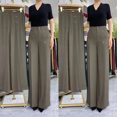 Women's Solid Color High Waist Loose Wide Leg Trousers