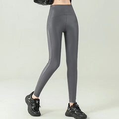 High Waist Black Fleece PU Leather Leggings for Women