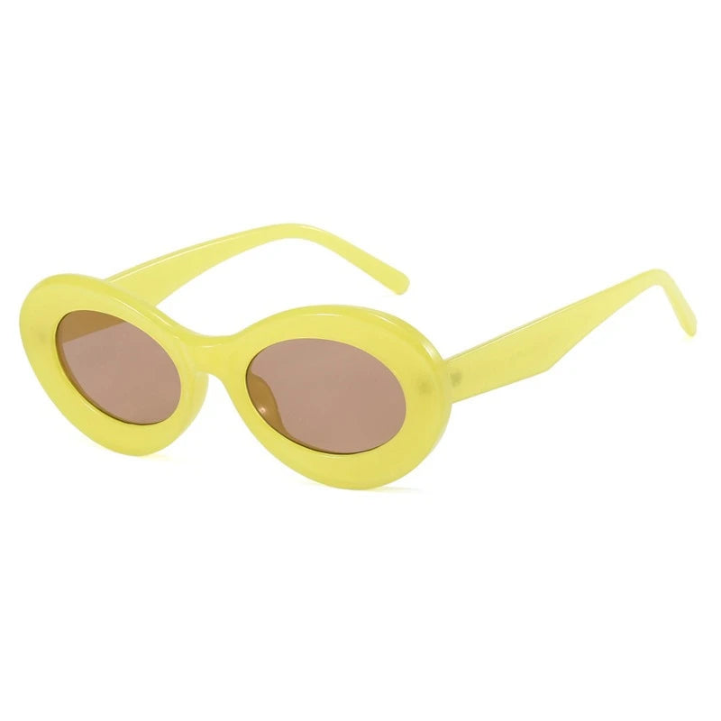 Women's Retro Oval Round Sunglasses with Clear UV400 Lenses