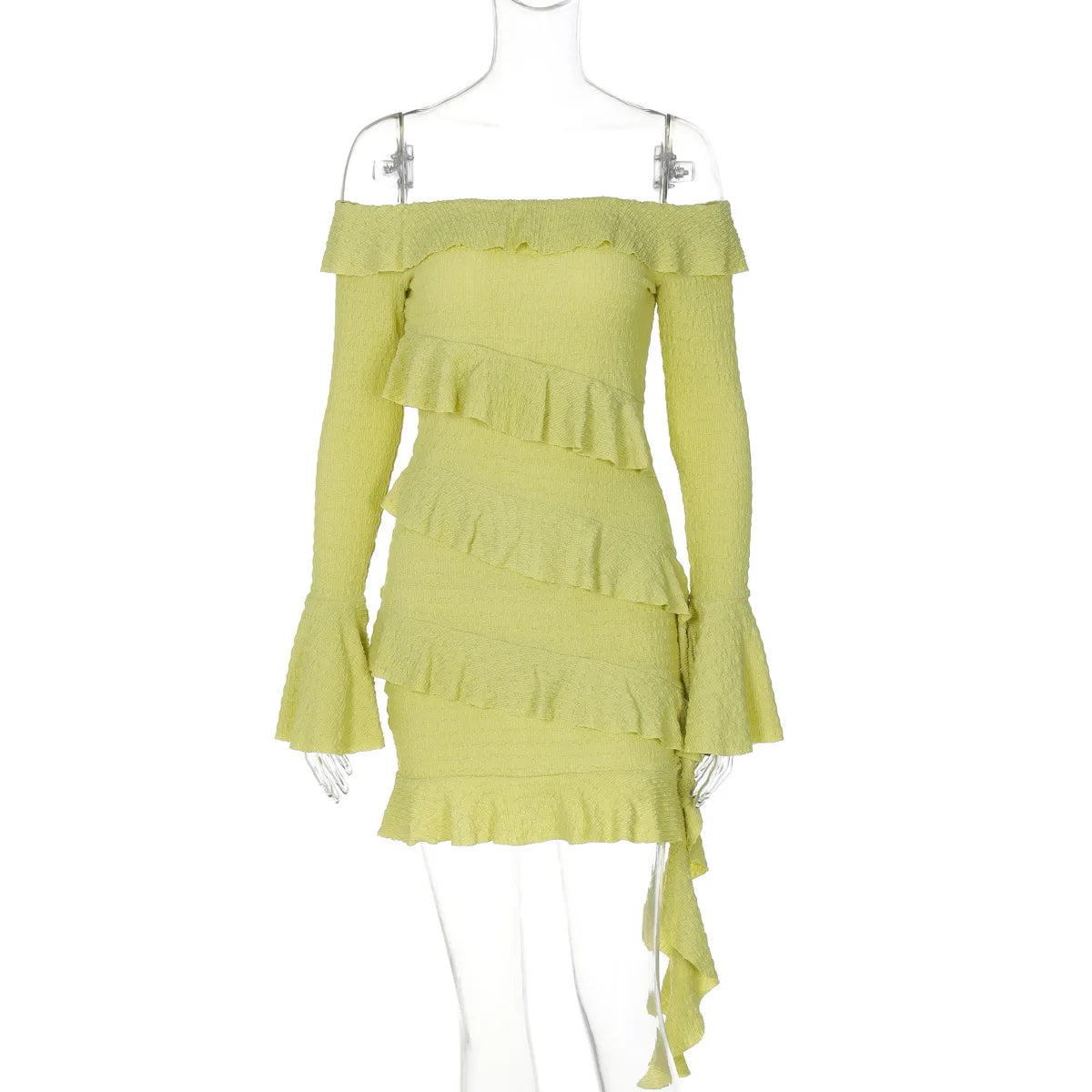 Elegant Off-Shoulder Ruffled Mini Dress for Chic Occasions