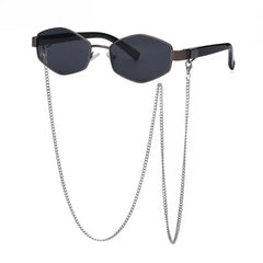 Trendy Retro Hexagon Sunglasses with Chain for Women’s Style