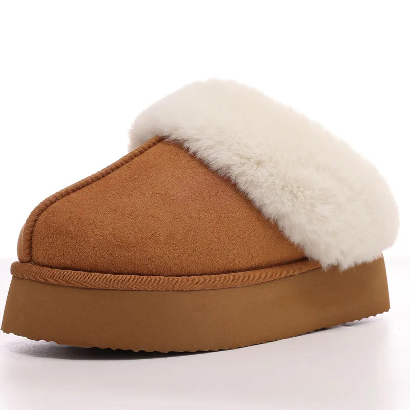 Fluffy Plush Women Slippers with Thick Bottom and Warm Comfort