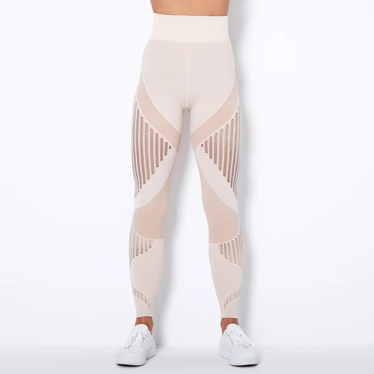 Legging taille haute à rayures sans couture pour femmes, yoga et gym 