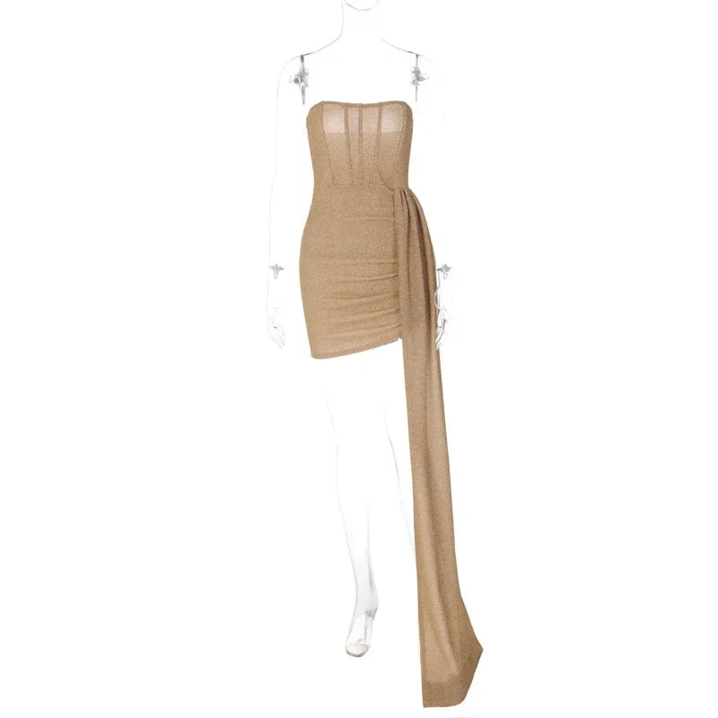 Women's Sleeveless Black Bandage Wrap Dress for Evening Party