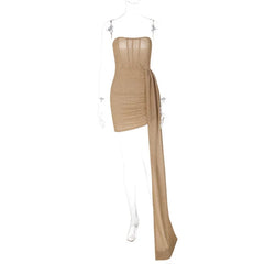 Women's Sleeveless Black Bandage Wrap Dress for Evening Party