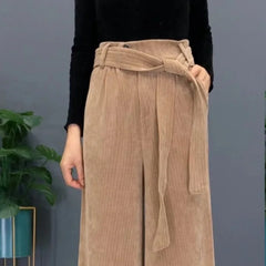 Thick Women's High Waist Solid Color Wide Leg Casual Pants