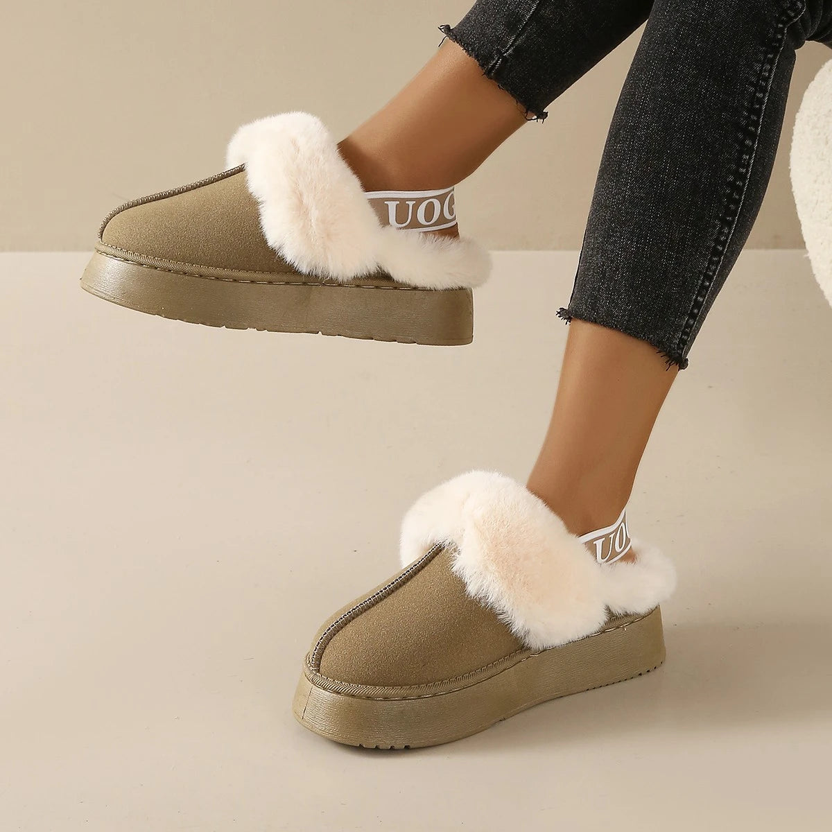 Women's Plush Fur Slip-On Warm Flats Slippers