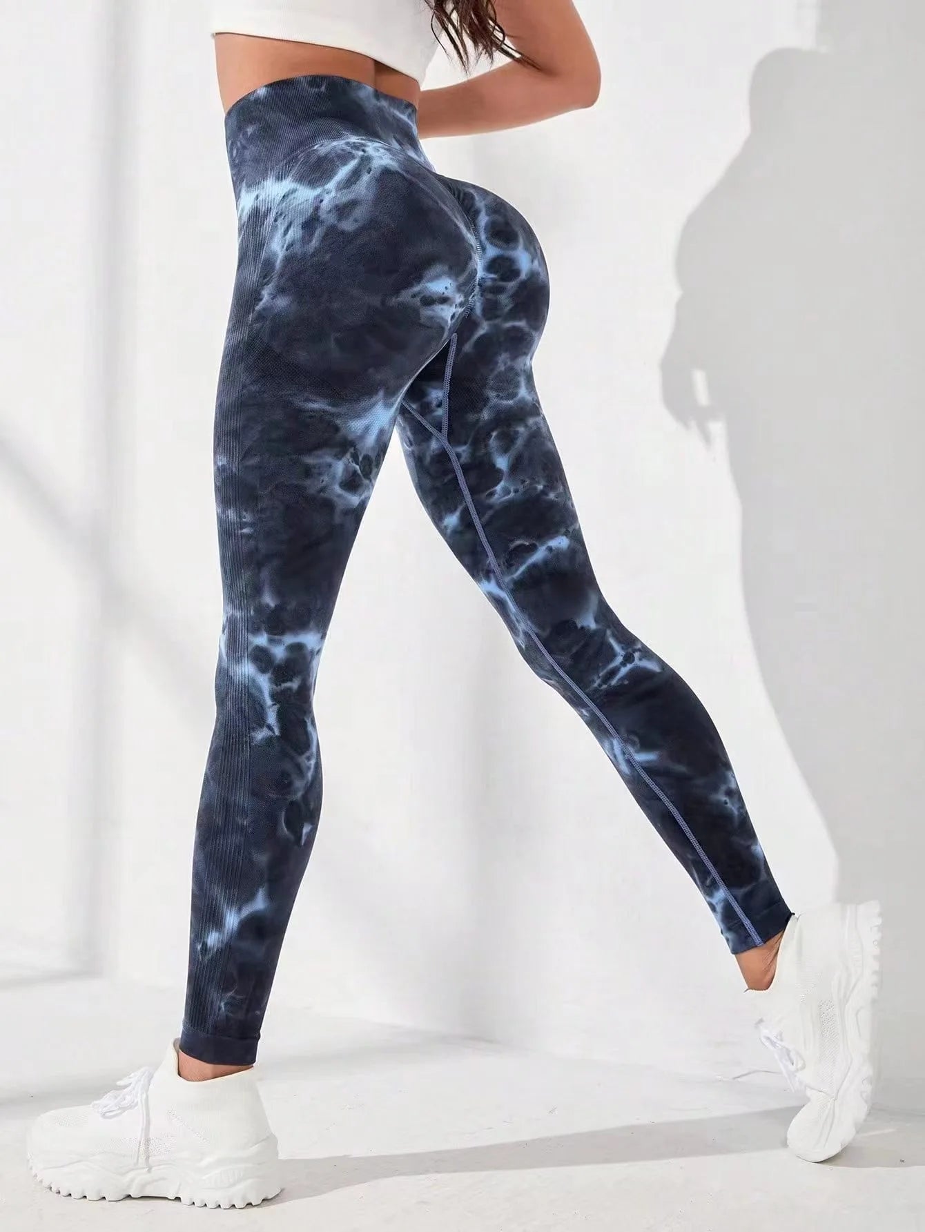 Legging de fitness taille haute sans coutures Tie Dye pour le yoga et la course à pied 