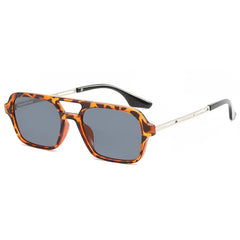 Small Vintage Square Sunglasses for Women in Blue Leopard Frame