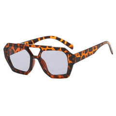 Vintage Leopard Square Sunglasses with Thick Frame for Women