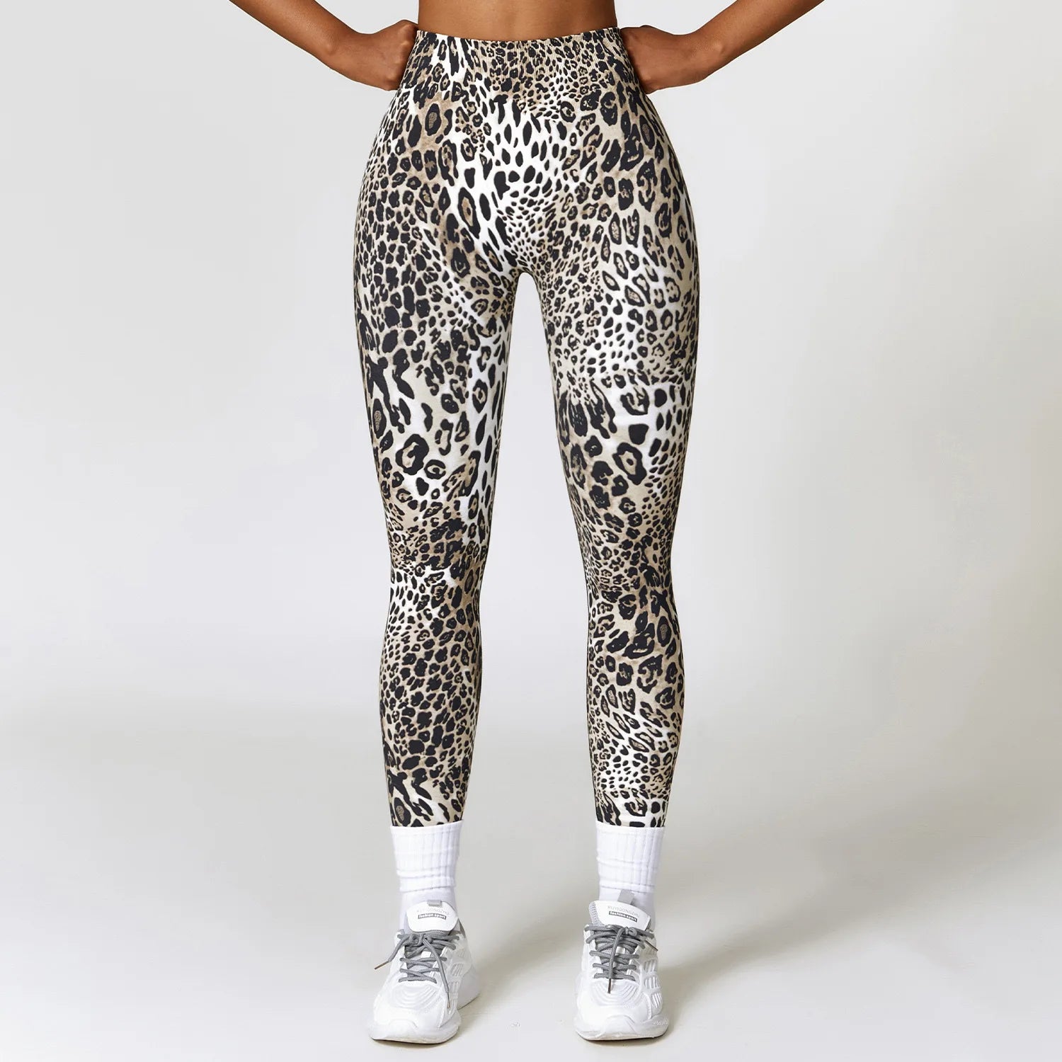 Trendy Leopard Print Neon Push Up Yoga Leggings for Women