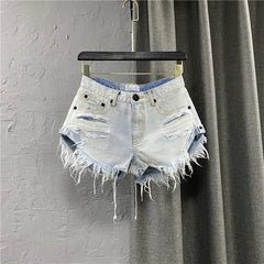 Women's Low-Waisted Ripped Denim Shorts in 4 Colors