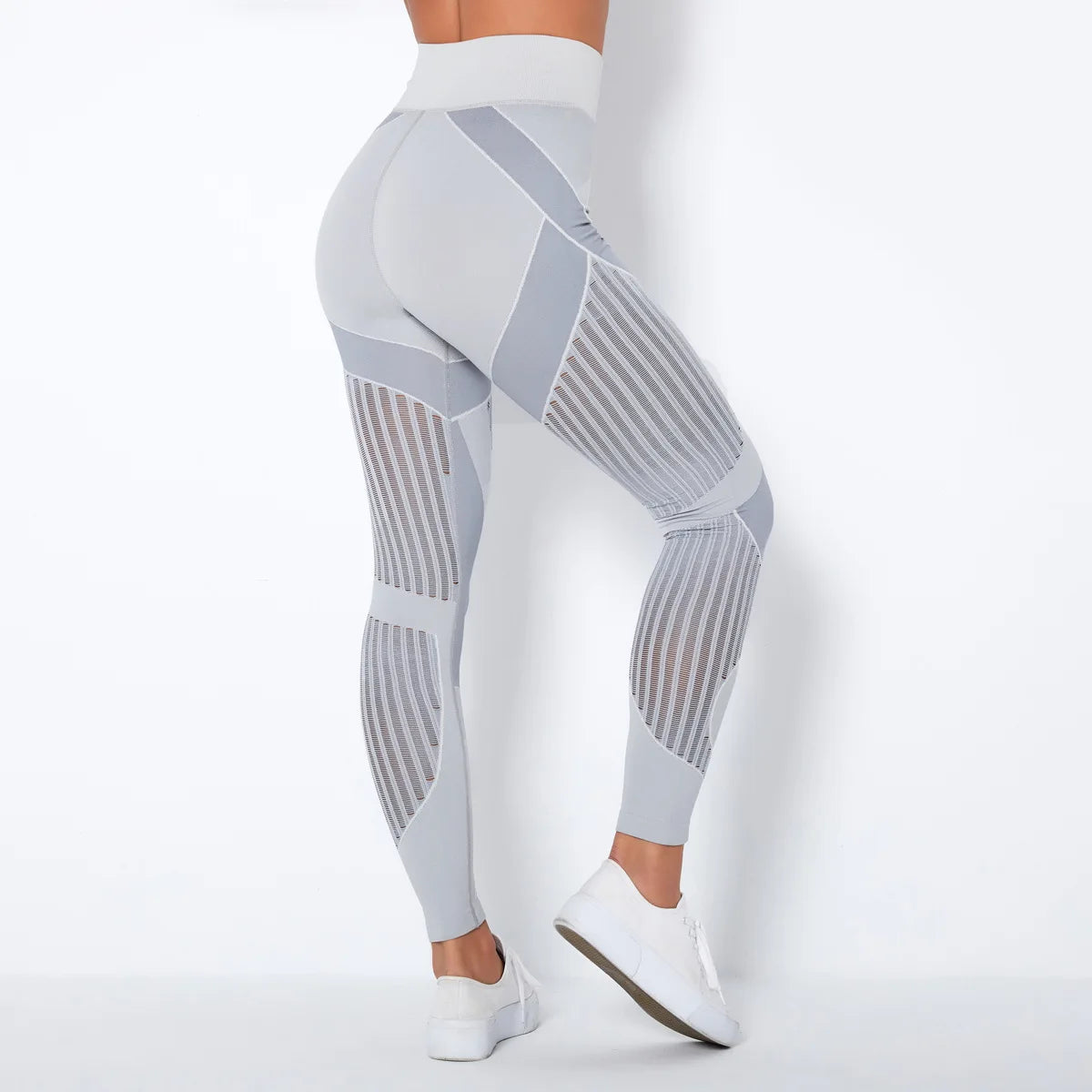 Women's Peach High Waist Seamless Yoga Pants with Hollow Design