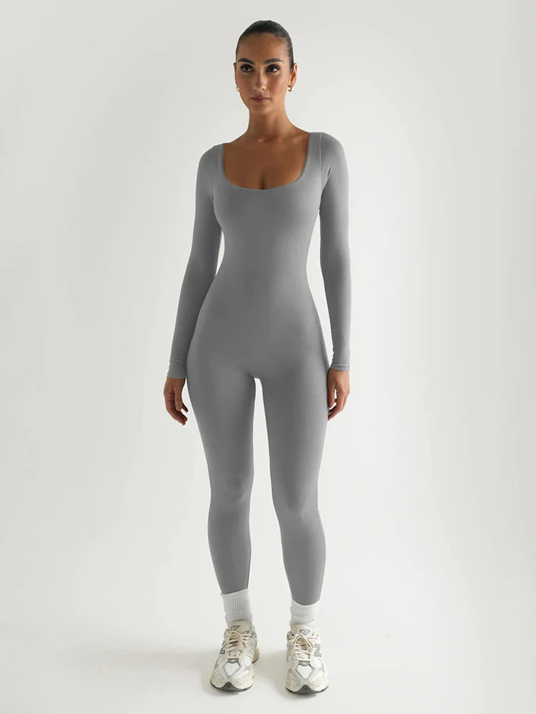 Women's Long-Sleeved Yoga Jumpsuit Casual Fitness Rompers