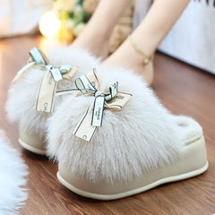 Women's Stylish Winter Fluffy Platform Slippers Fuzzy Slippers