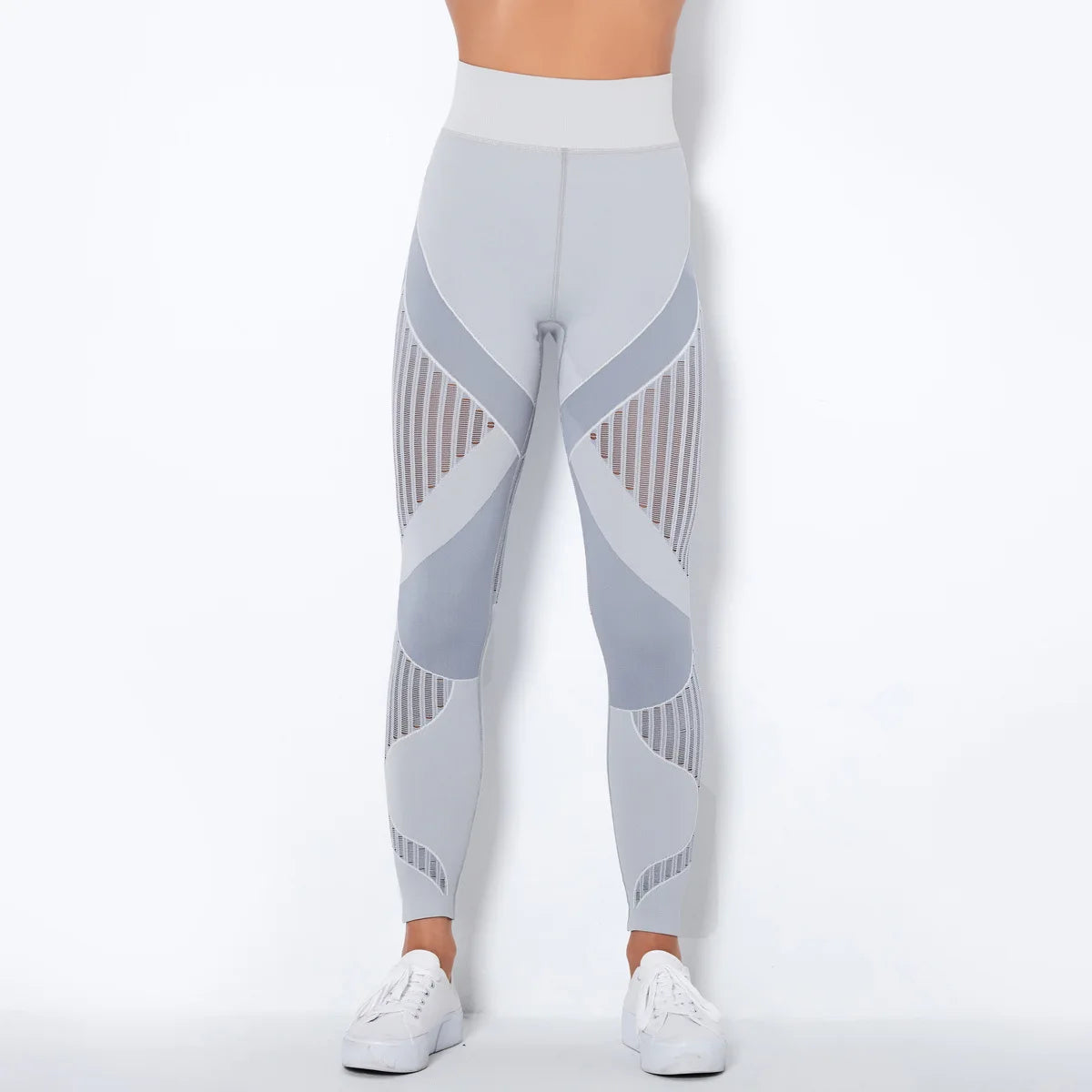 Legging taille haute à rayures sans couture pour femmes, yoga et gym 