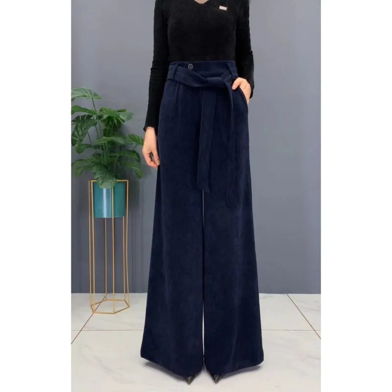 Thick Women's High Waist Solid Color Wide Leg Casual Pants