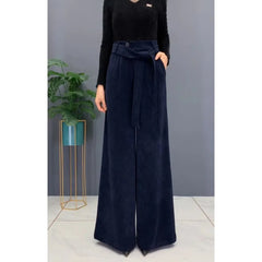 Thick Women's High Waist Solid Color Wide Leg Casual Pants