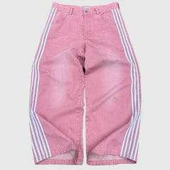 Baggy Striped Embroidered Jeans for Men and Women, Casual Streetwear