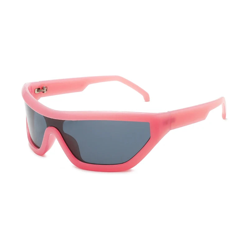 Cyberpunk Futuristic Jelly Pink Large Frame Unisex Sunglasses