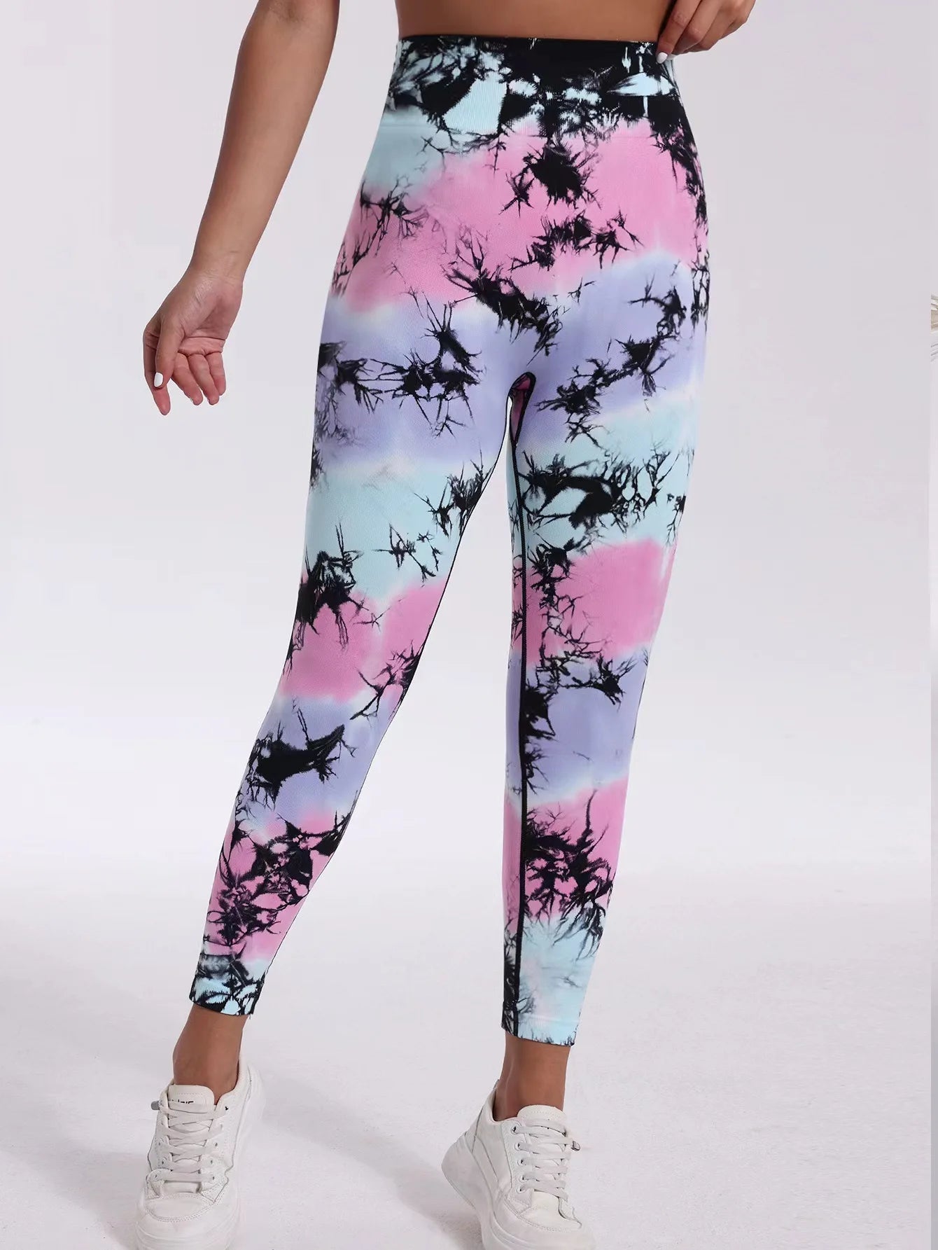 Seamless Tie Dye High Waist Fitness Leggings for Yoga and Running