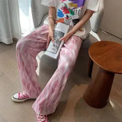 Tie Dyed Wide Leg Pants in Gradient Color for Summer