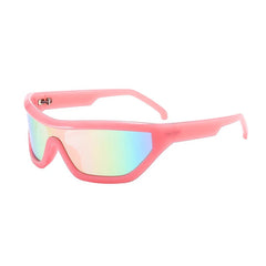 Cyberpunk Futuristic Jelly Pink Large Frame Unisex Sunglasses