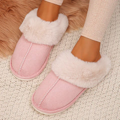 Chaussons d'intérieur en fourrure douce doublés de peluche pour femmes pour une utilisation confortable à la maison